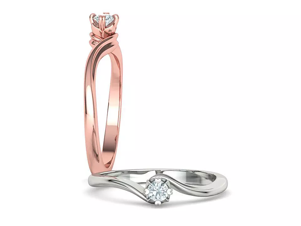 3mm stone Solitaire Promise Ring bypass shank design 3D print model_0