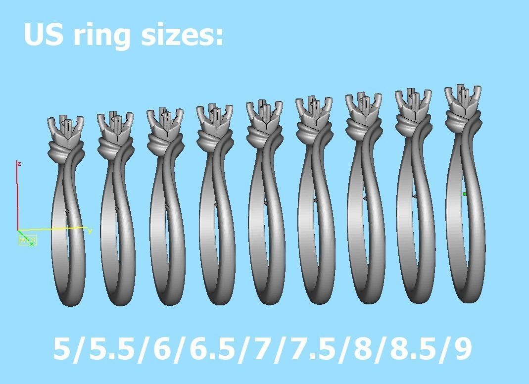 3mm stone Solitaire Promise Ring bypass shank design 3D print model_9