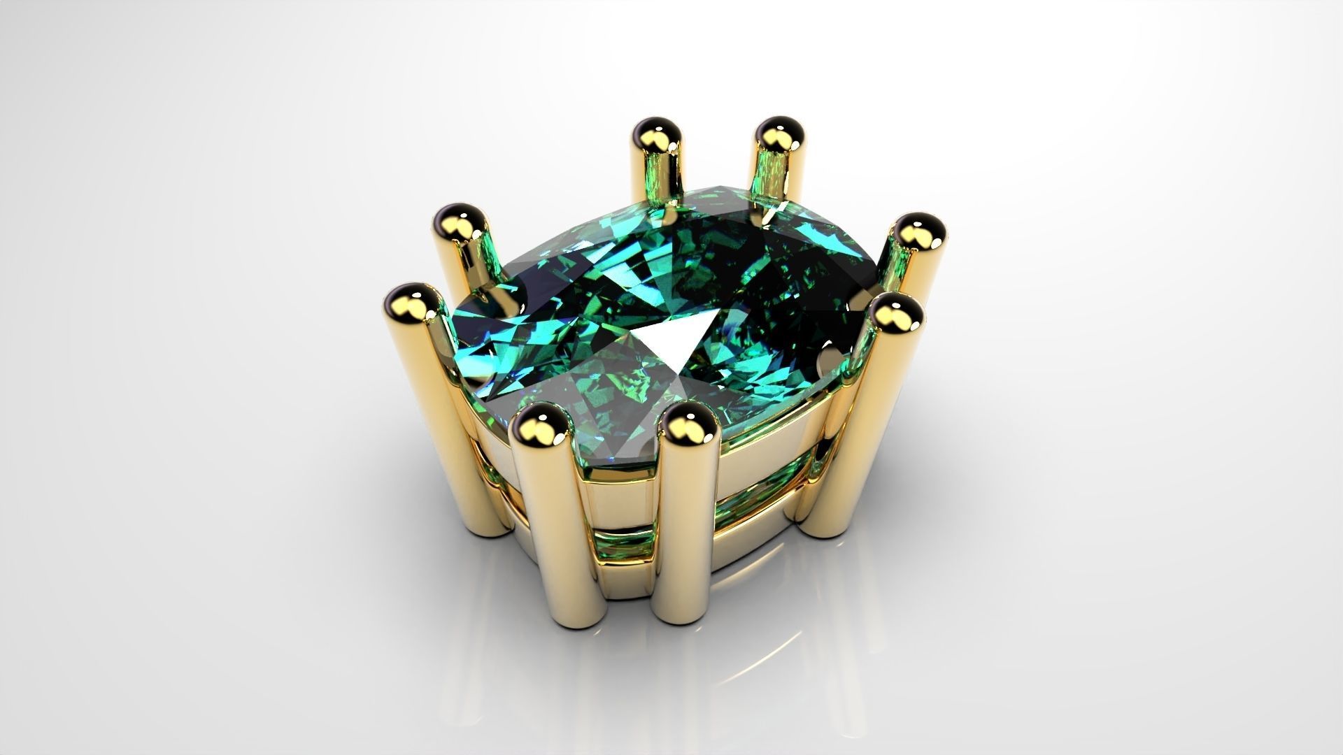 Cushion shape 8 prong setting stud earrings or ring heads 3D print model_6