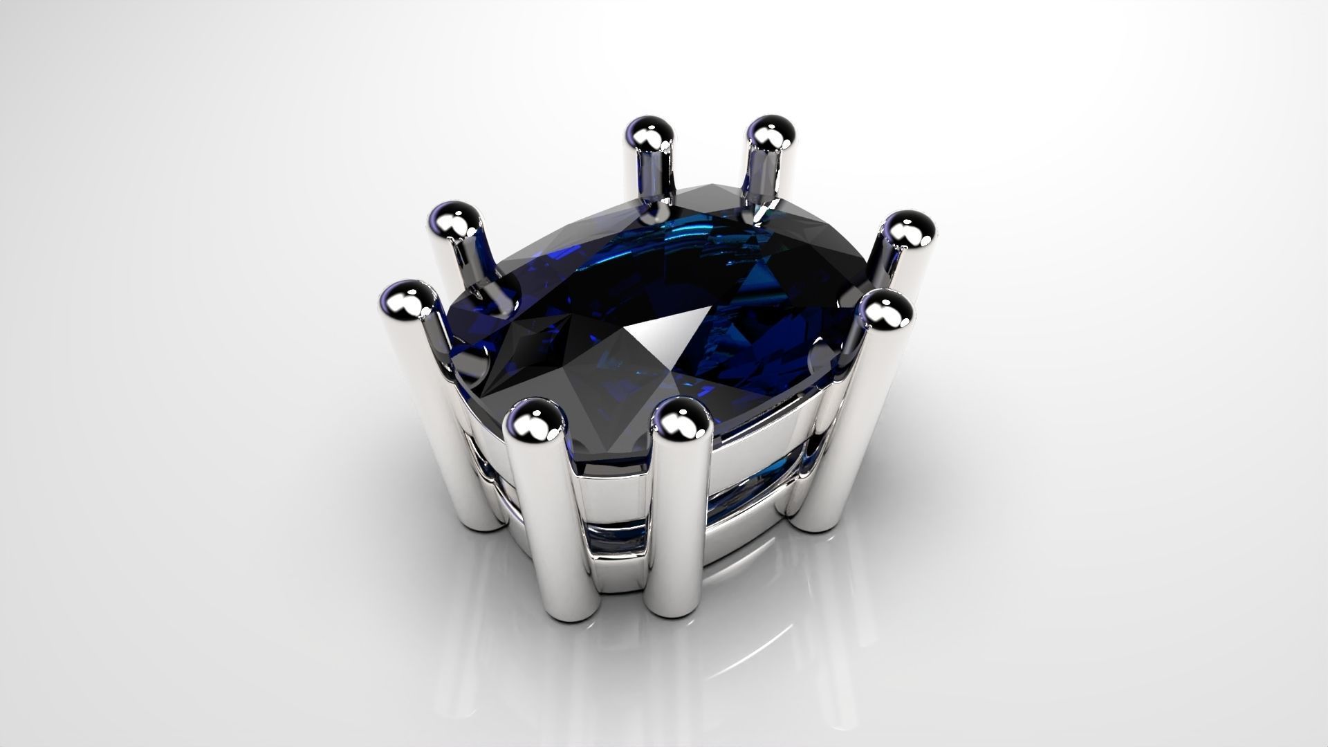 Cushion shape 8 prong setting stud earrings or ring heads 3D print model_4