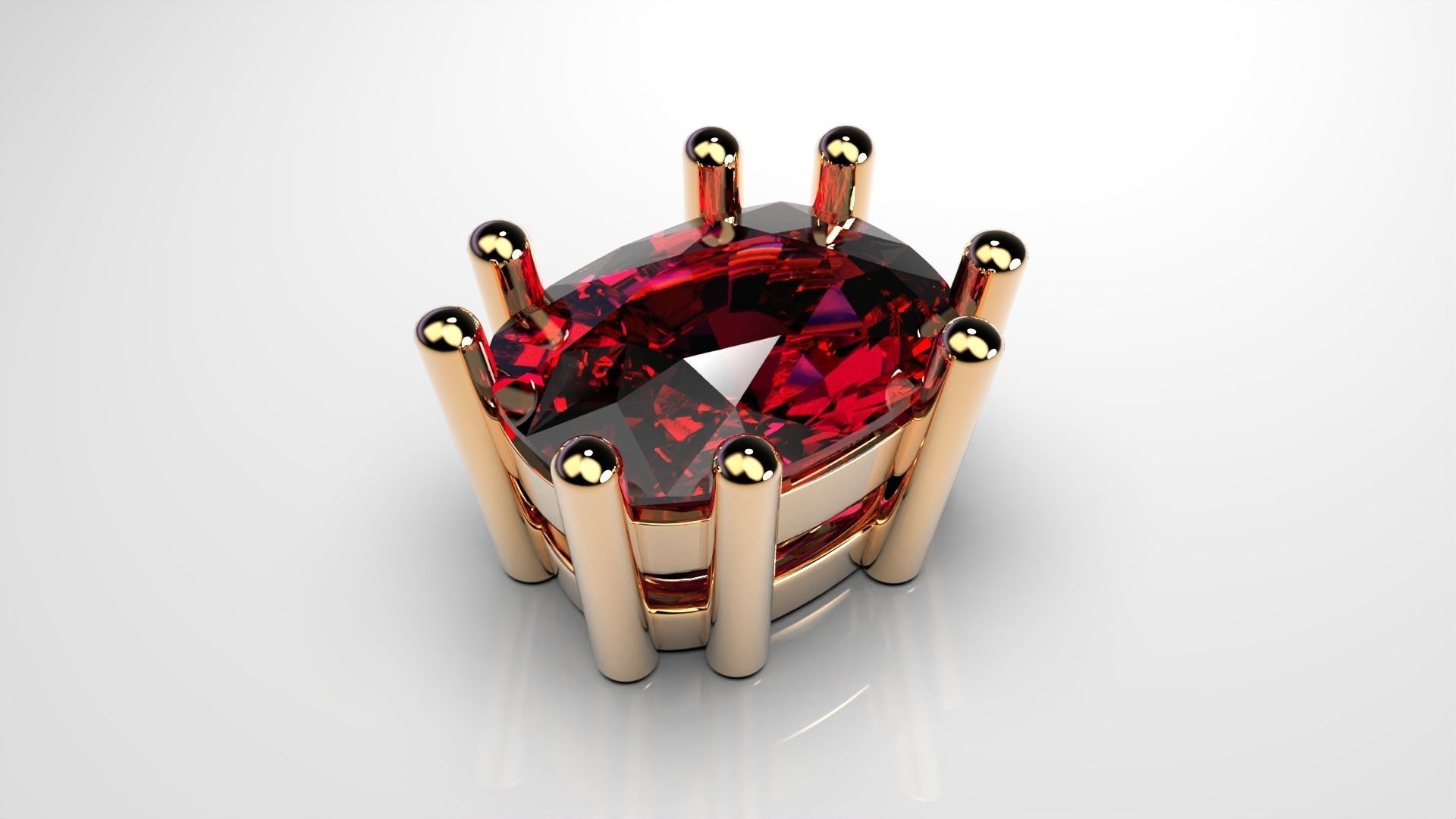 Cushion shape 8 prong setting stud earrings or ring heads 3D print model_3