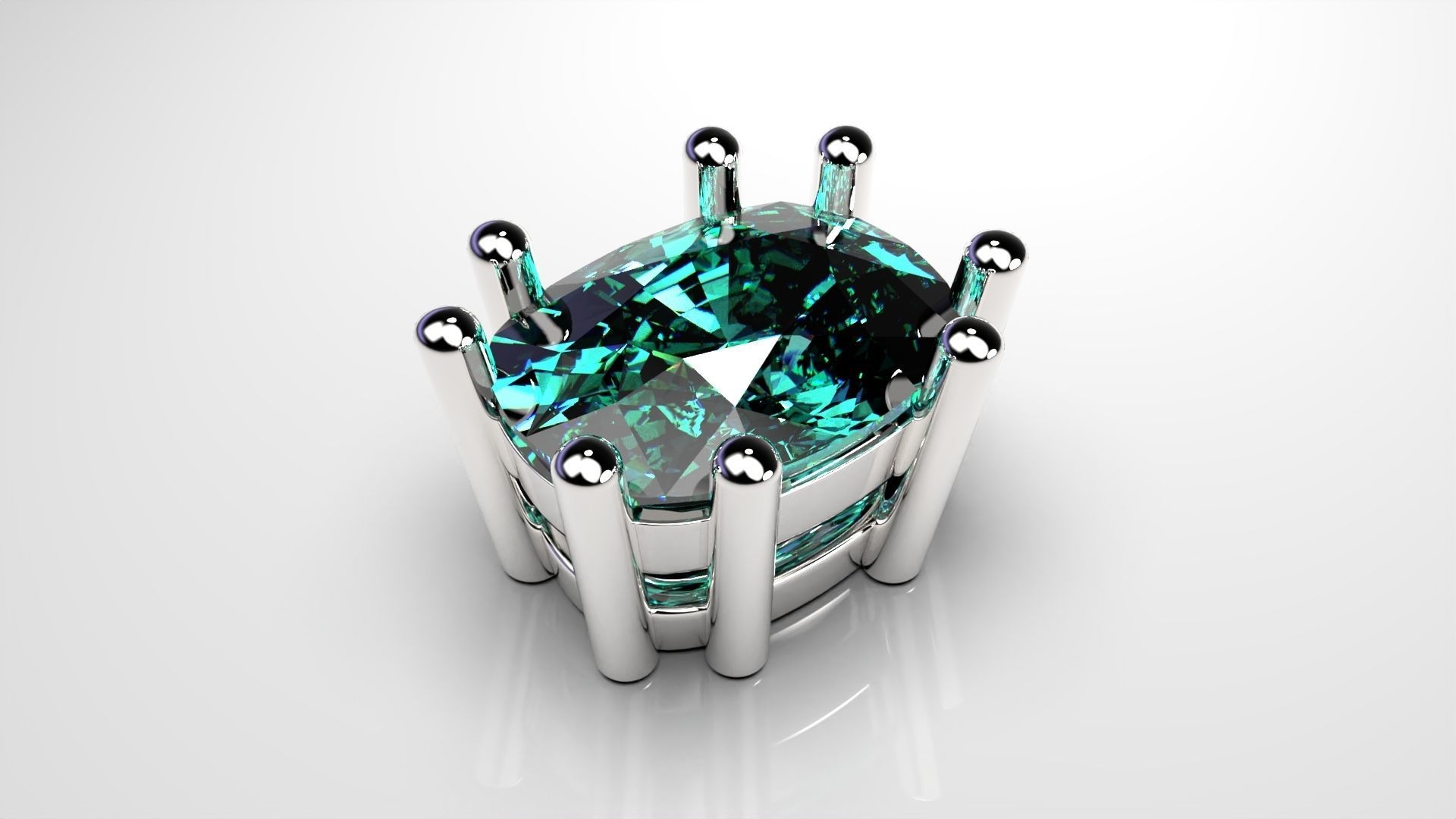 Cushion shape 8 prong setting stud earrings or ring heads 3D print model_5