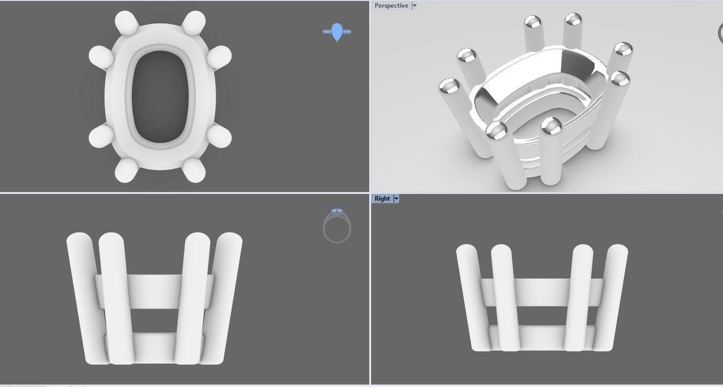 Cushion shape 8 prong setting stud earrings or ring heads 3D print model_2