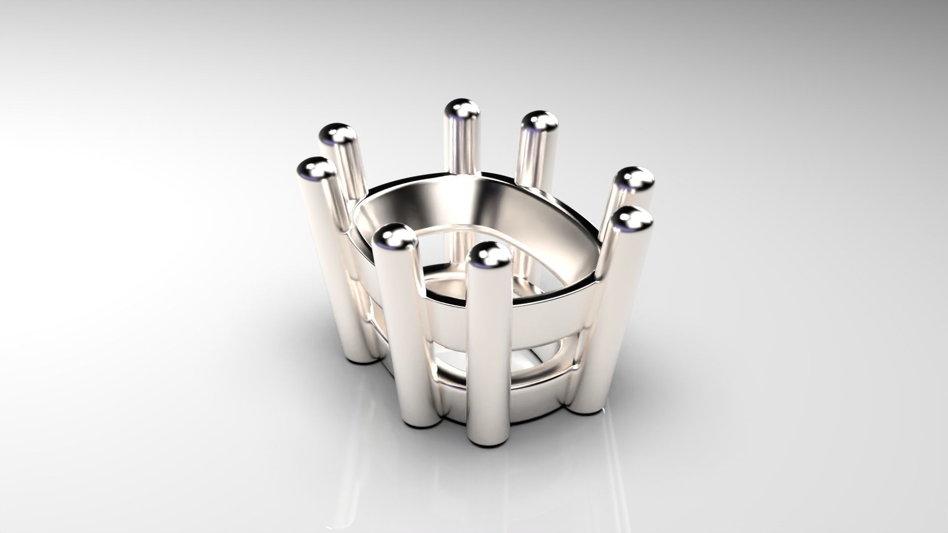 Cushion shape 8 prong setting stud earrings or ring heads 3D print model_9