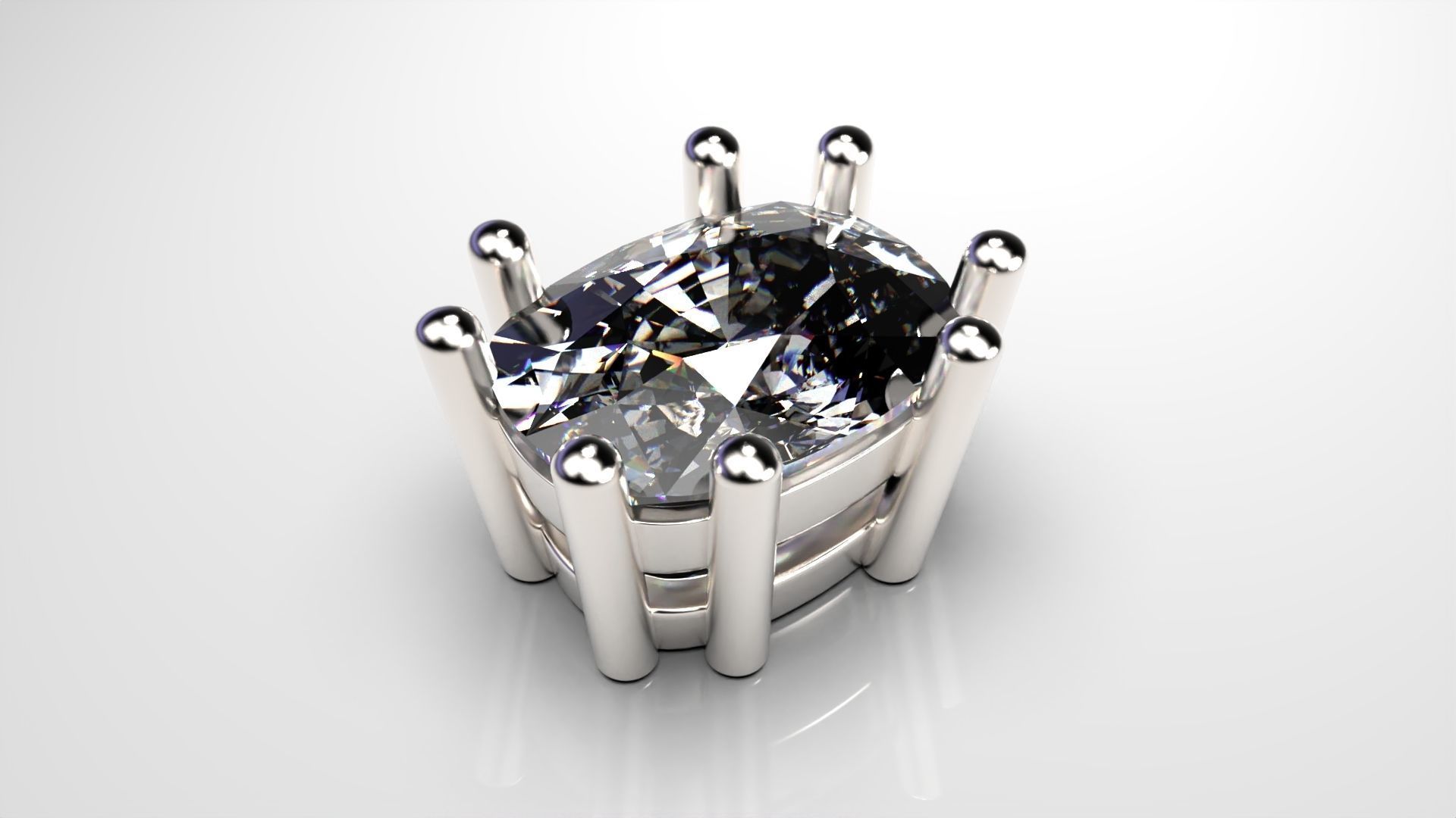 Cushion shape 8 prong setting stud earrings or ring heads 3D print model_7