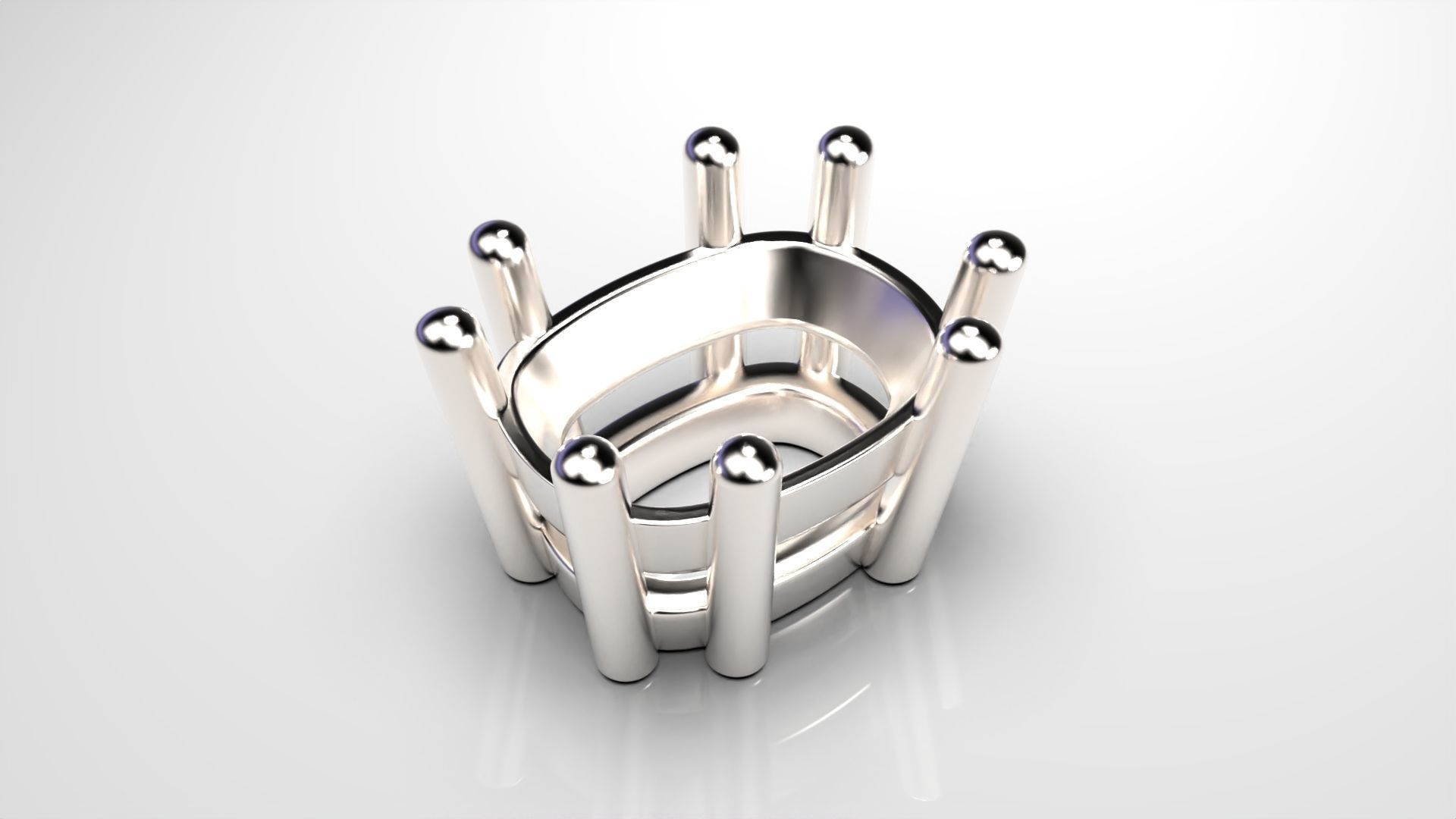 Cushion shape 8 prong setting stud earrings or ring heads 3D print model_8