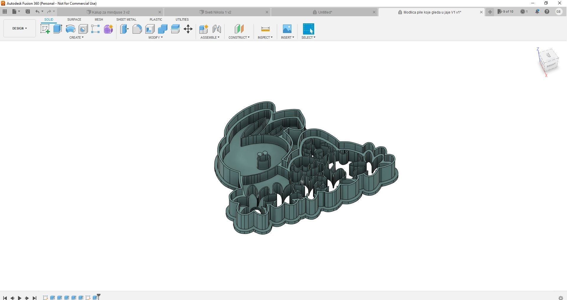 Easter chicken with some eggs 3D print model_1