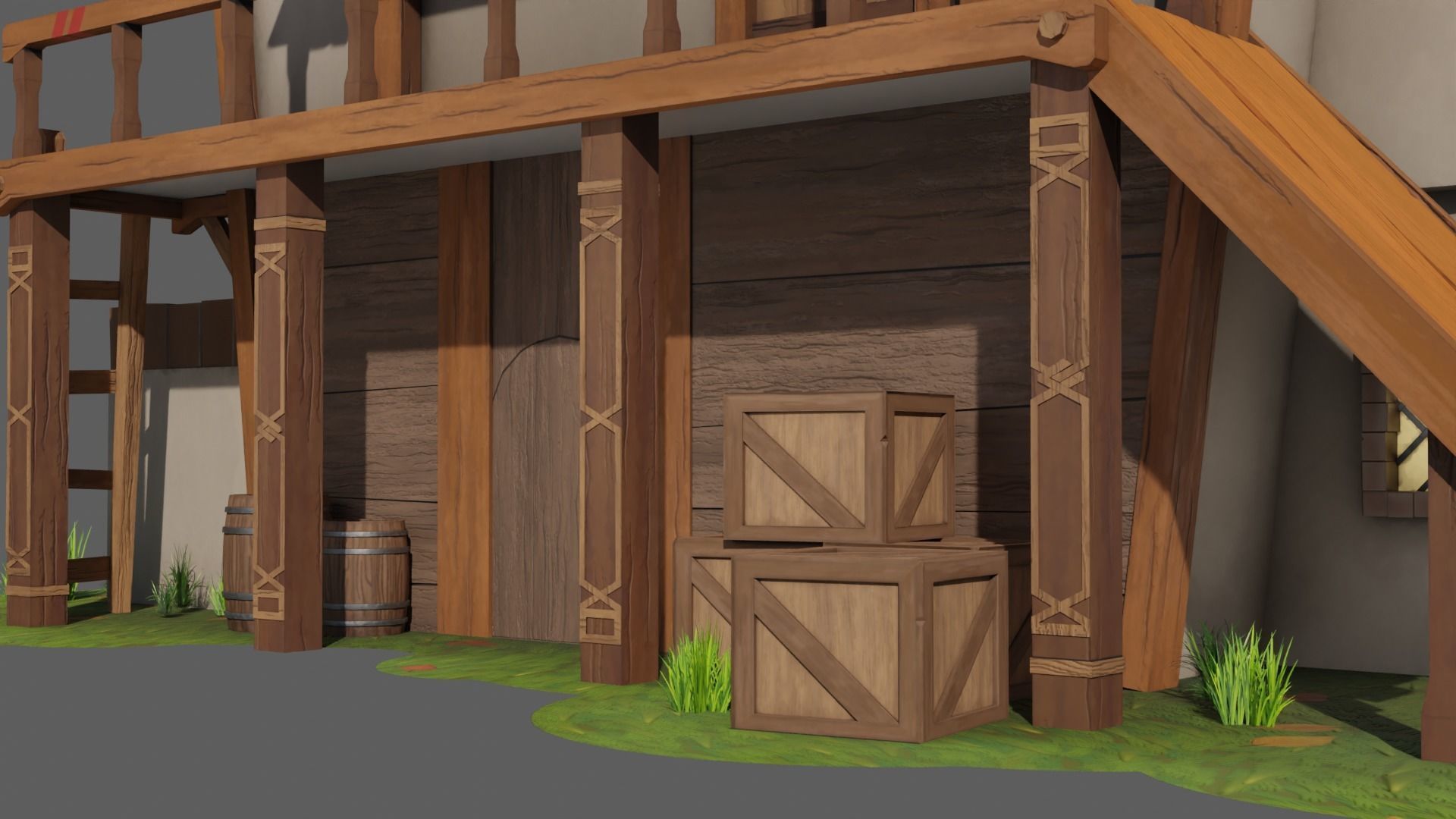 Stylized casual house Low-poly 3D model_8