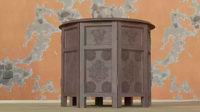 Mosaic Wooden Table Low-poly 3D model