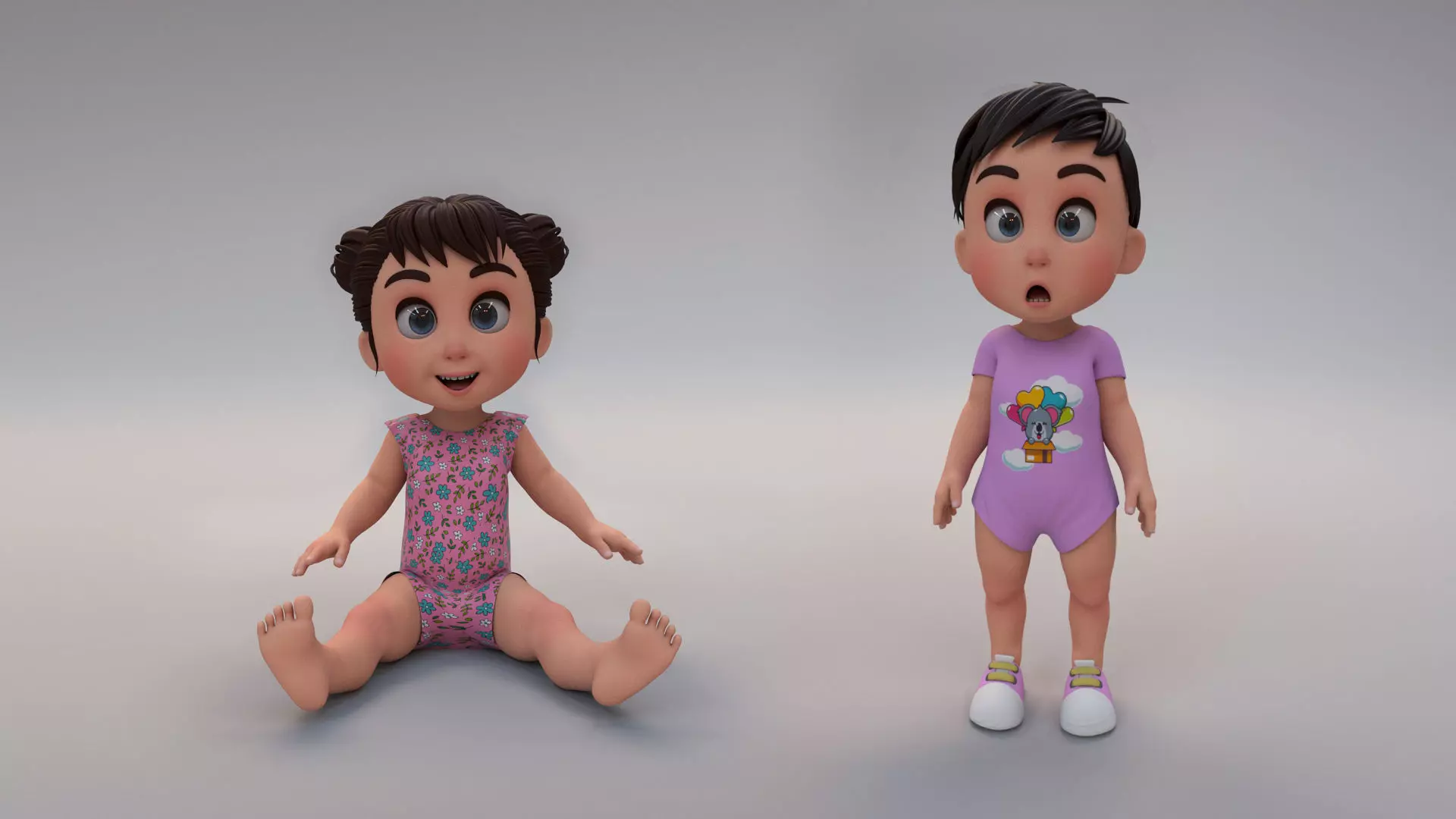 cartoon kids 3D Model Collection_0