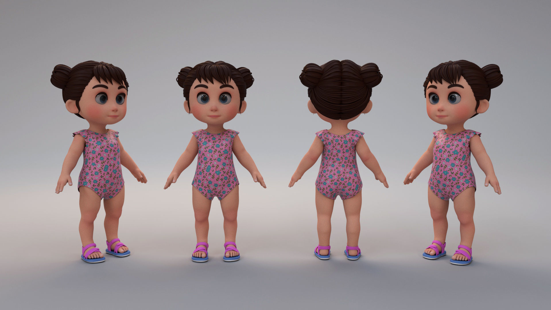 cartoon kids 3D Model Collection_6
