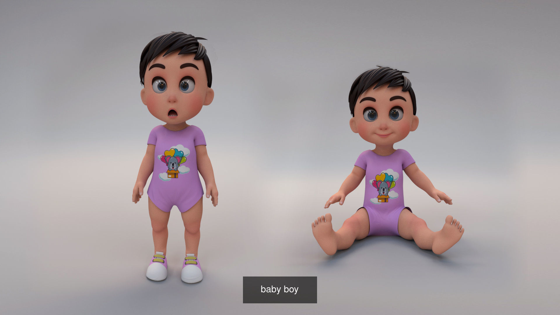 cartoon kids 3D Model Collection_4