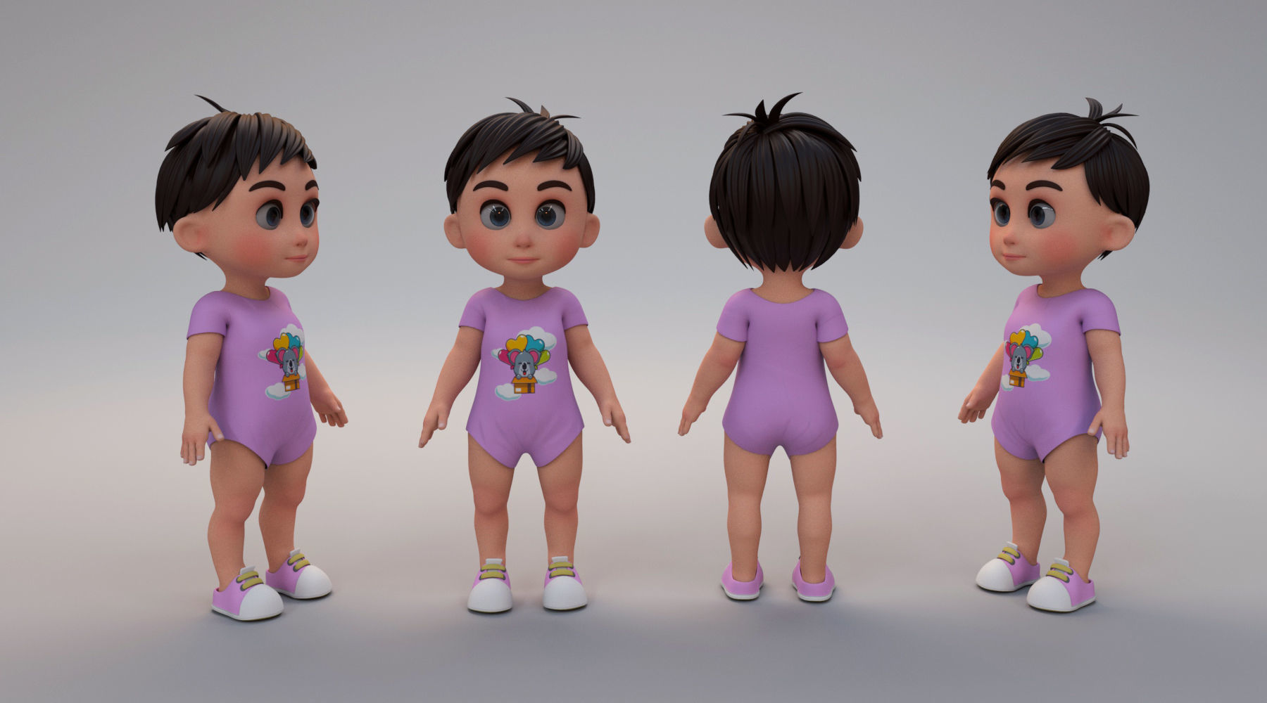 cartoon kids 3D Model Collection_7