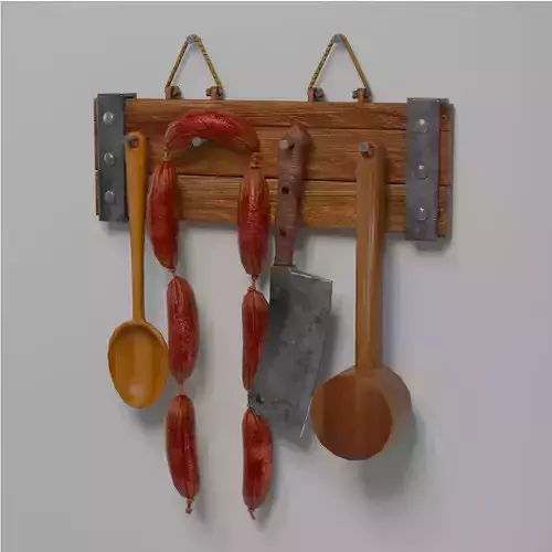 Wall Hanger Kitchen Equipment PBR Game Ready Baked