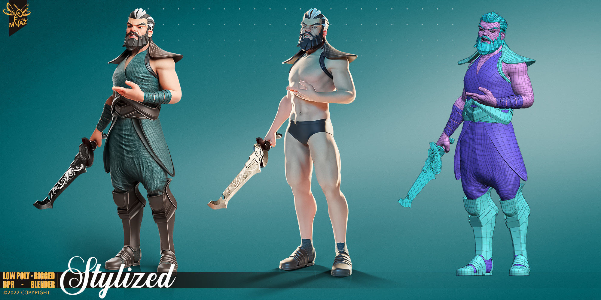 3D Model 3D Stylized Male Character Warrior Armored Rigged VR AR 3d-model-3d-stylized-male-character-warrior-armored-rigged-vr-ar