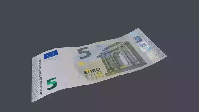 5 Euro Bill 3D Model Low-poly 3D model