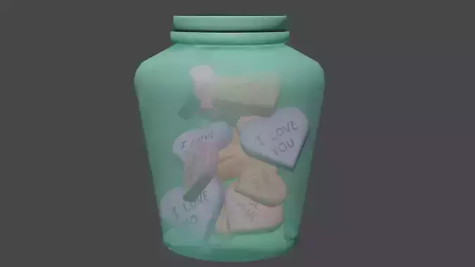 Valentines Candy Jar Low-poly 3D model