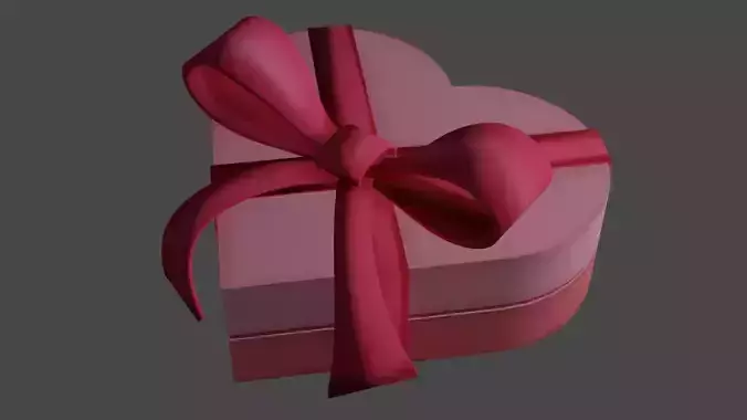 Valentines heart-shaped Gift Box Low-poly 3D model