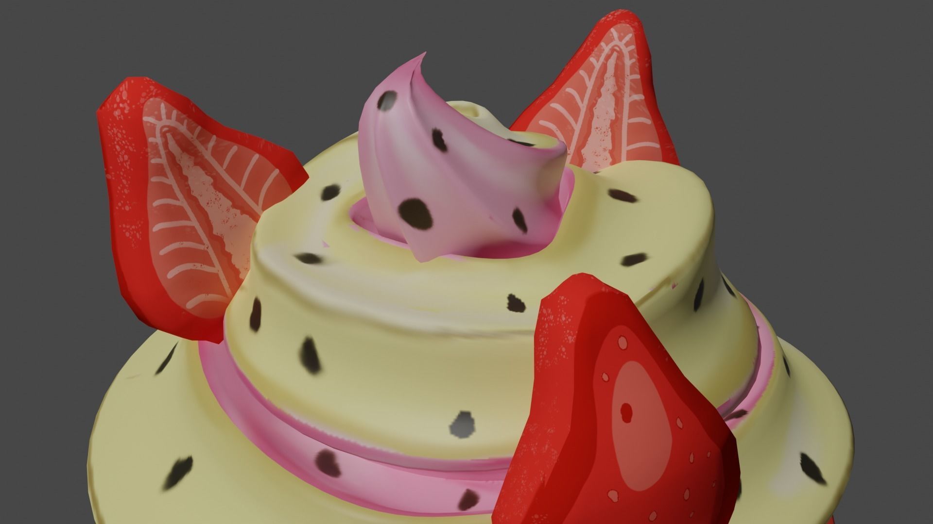 Valentines Strawberry Cupcake Low-poly 3D model_3