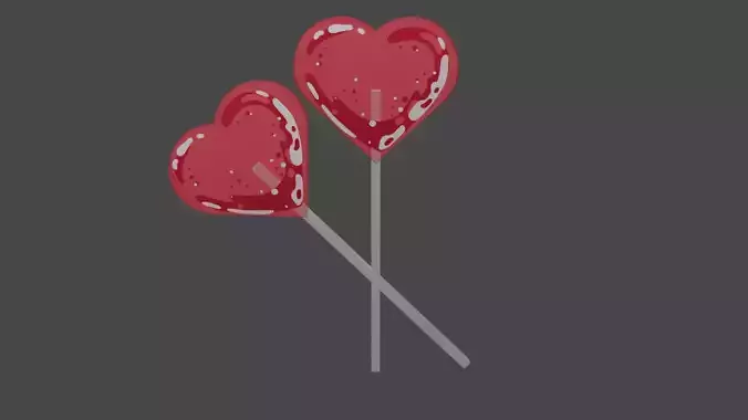Valentines Lollipop Low-poly 3D model
