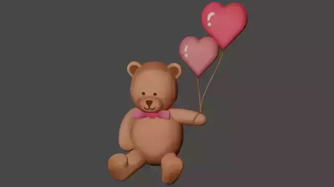 Valentines Teddybear Low-poly 3D model