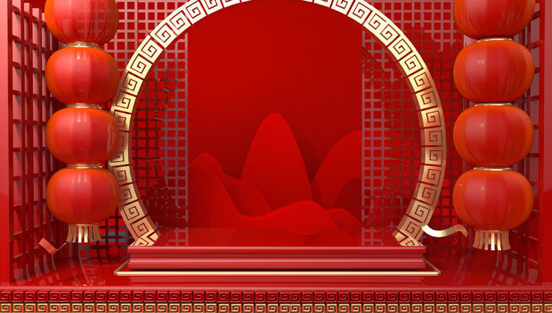 Chinese New Year festive scene 3D model_1