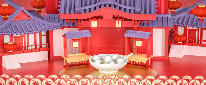 Chinese New Year festive scene 3D model_3