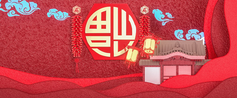 Chinese New Year festive scene 3D model_7