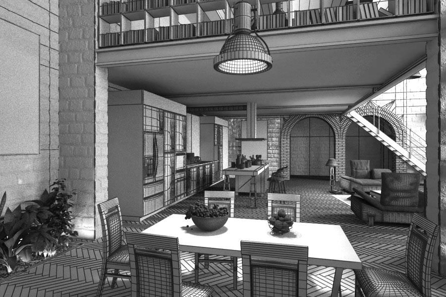 Stone Wall Interior Design 3D model_4