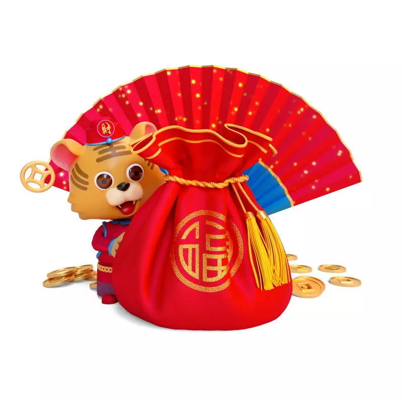 Chinese style New Year celebrates auspicious elements Year  3D model_0