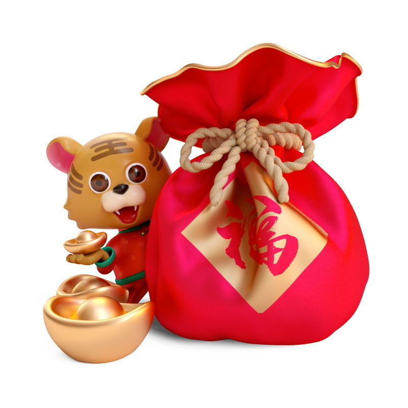 Chinese style New Year celebrates auspicious elements Year  3D model_2