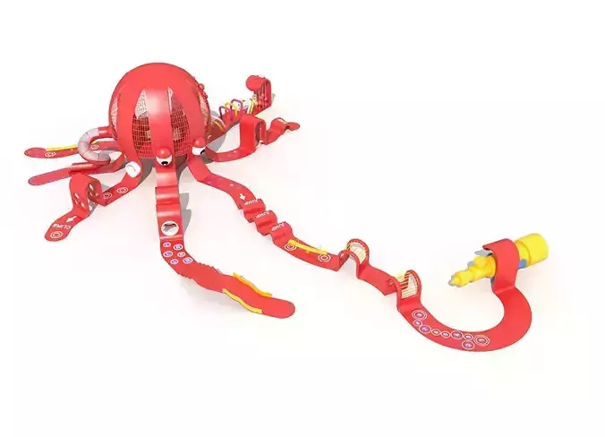 Red octopus children metal playground equipment