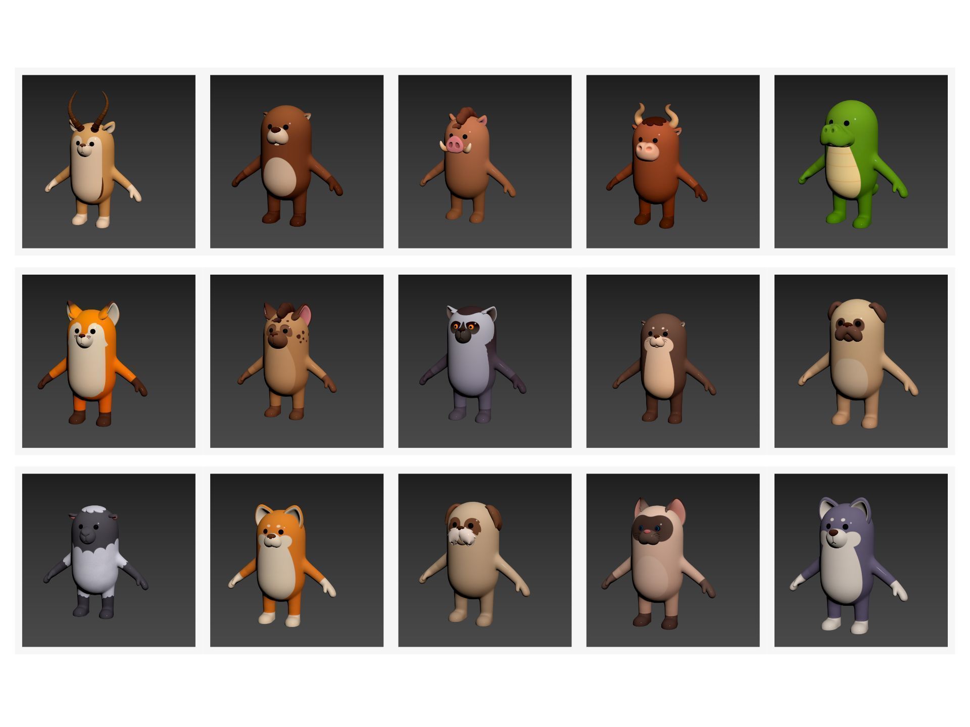 Cartoon Animals Model Pack 3 3D model_8