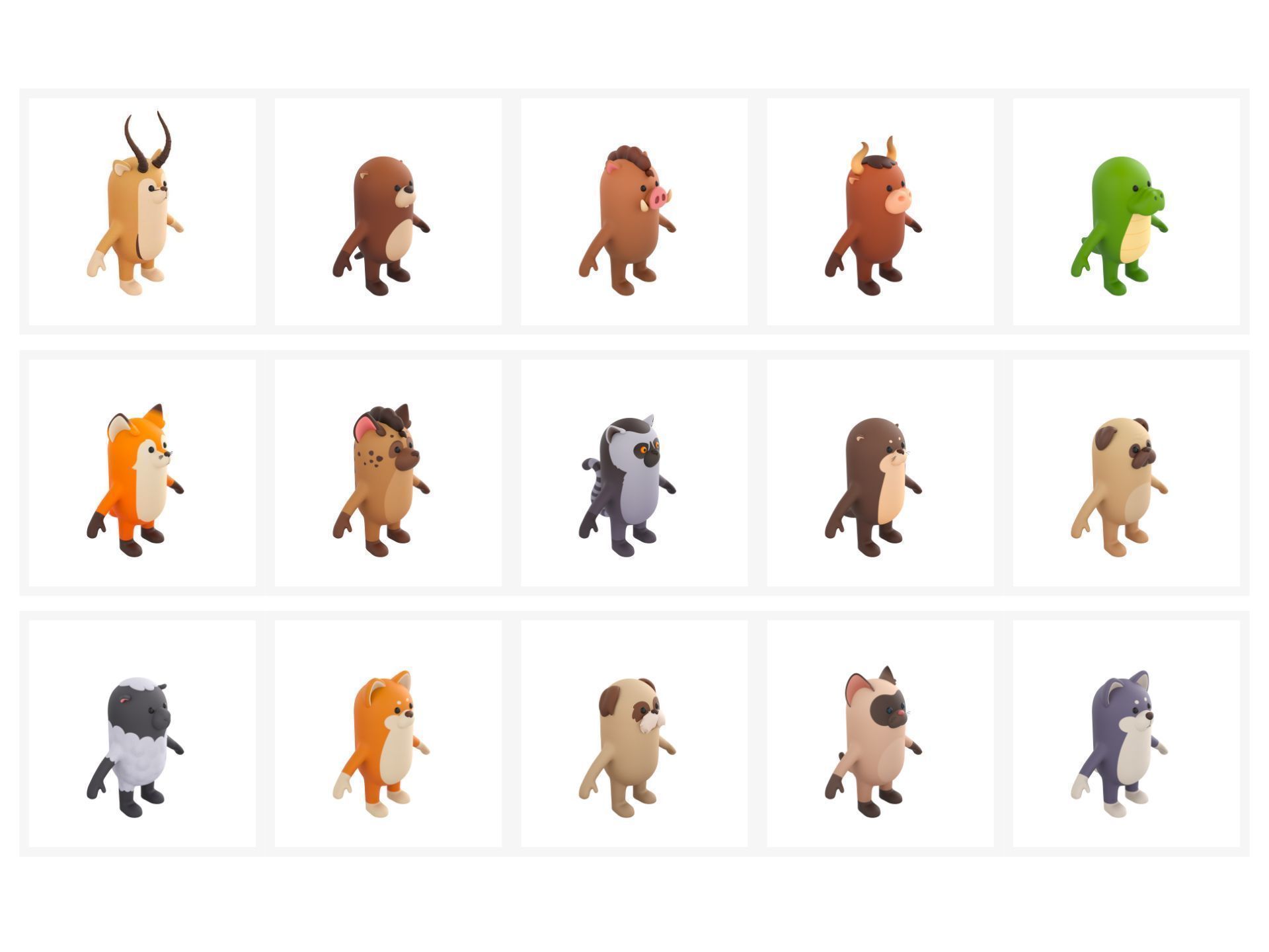 Cartoon Animals Model Pack 3 3D model_3