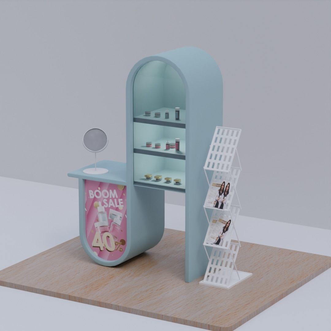 Cosmetic Booth Low-poly 3D model_1