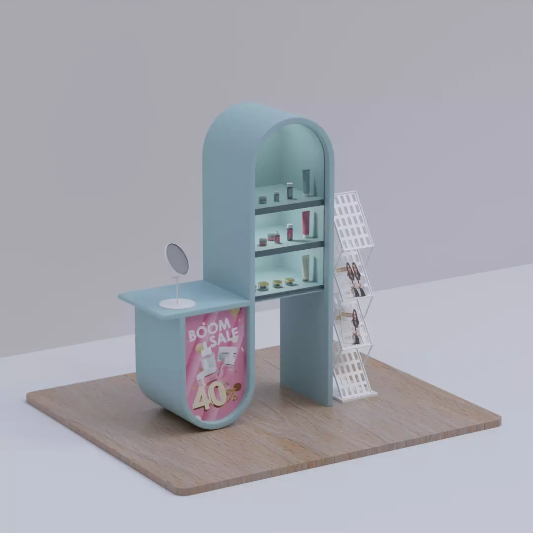 Cosmetic Booth Low-poly 3D model_0