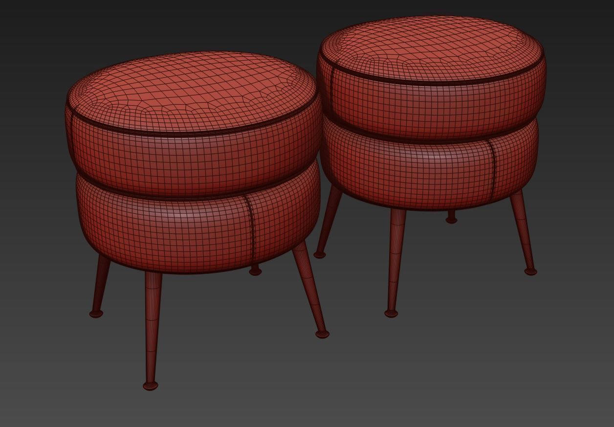 Pietro Round Ottoman by WestElm 3D model_4