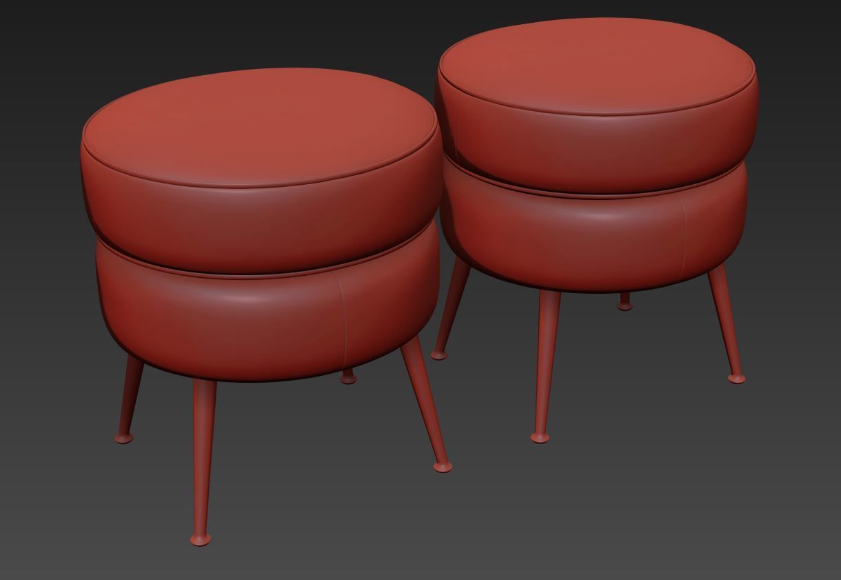 Pietro Round Ottoman by WestElm 3D model_3