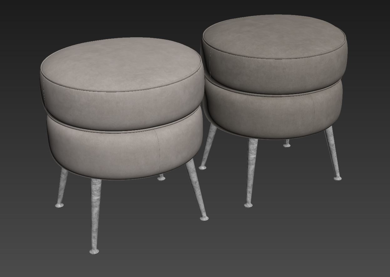 Pietro Round Ottoman by WestElm 3D model_2