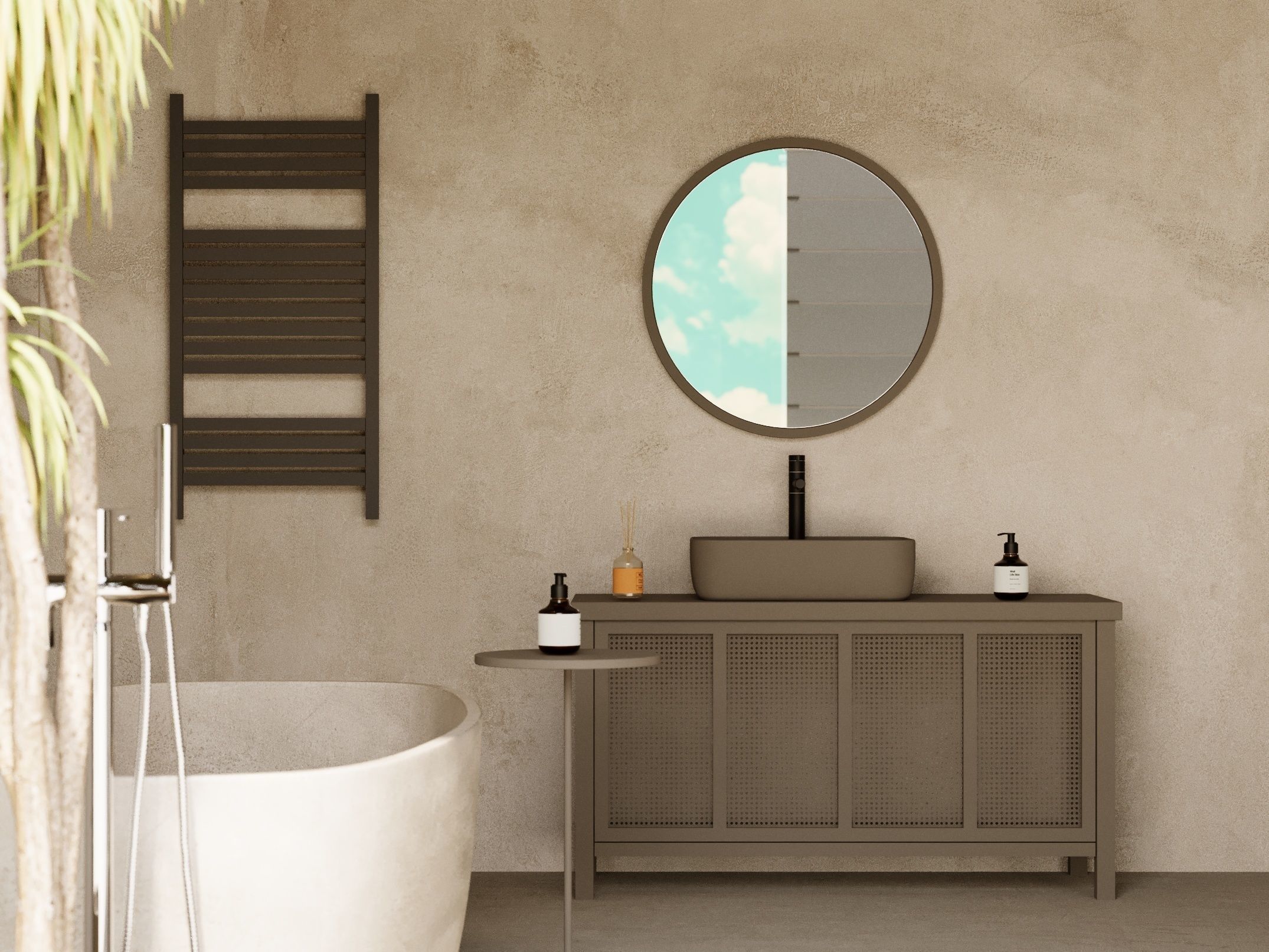 Minimal Warm Bathroom Interior Scene  3D model_3