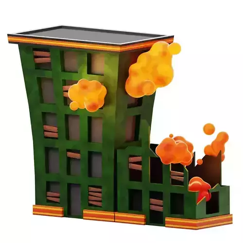 3D Army Destroyed Building Low-poly 3D model