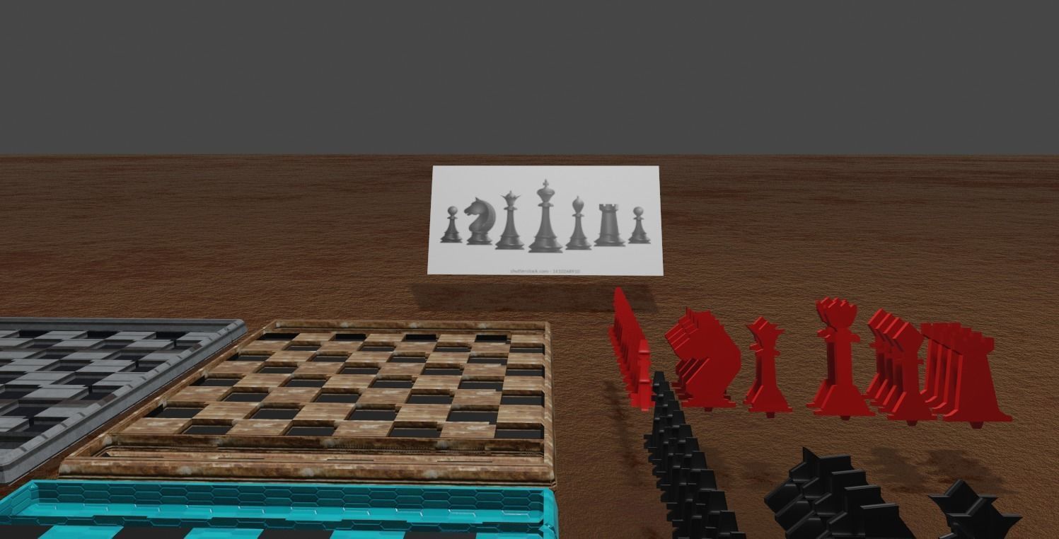 2 models chessboard game GAMEREADY bageboard chess with spares 3D print model_2