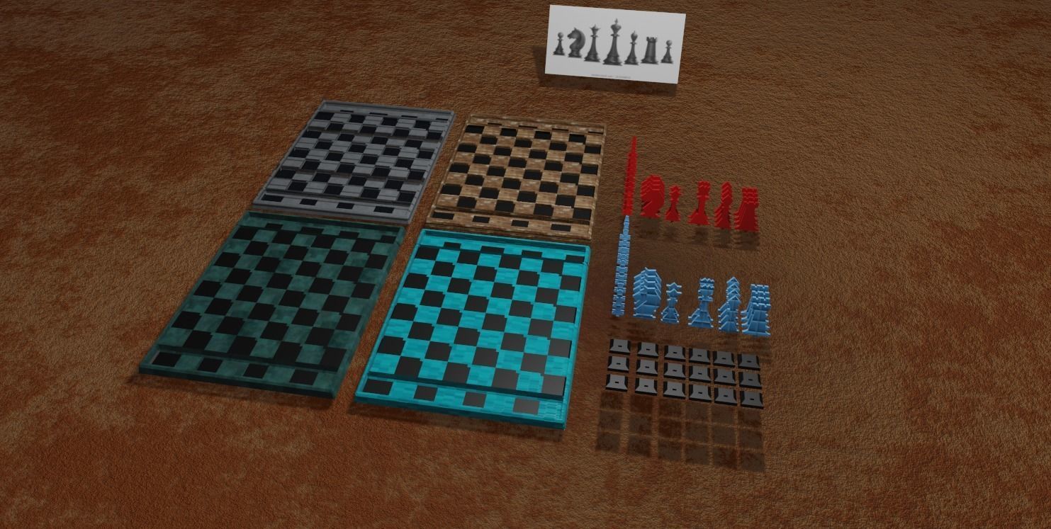 2 models chessboard game GAMEREADY bageboard chess with spares 3D print model_3