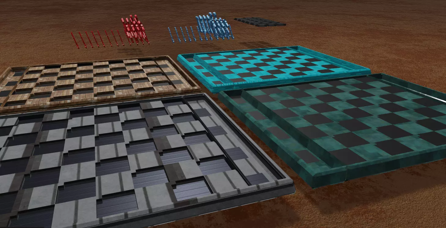 2 models chessboard game GAMEREADY bageboard chess with spares 3D print model_0