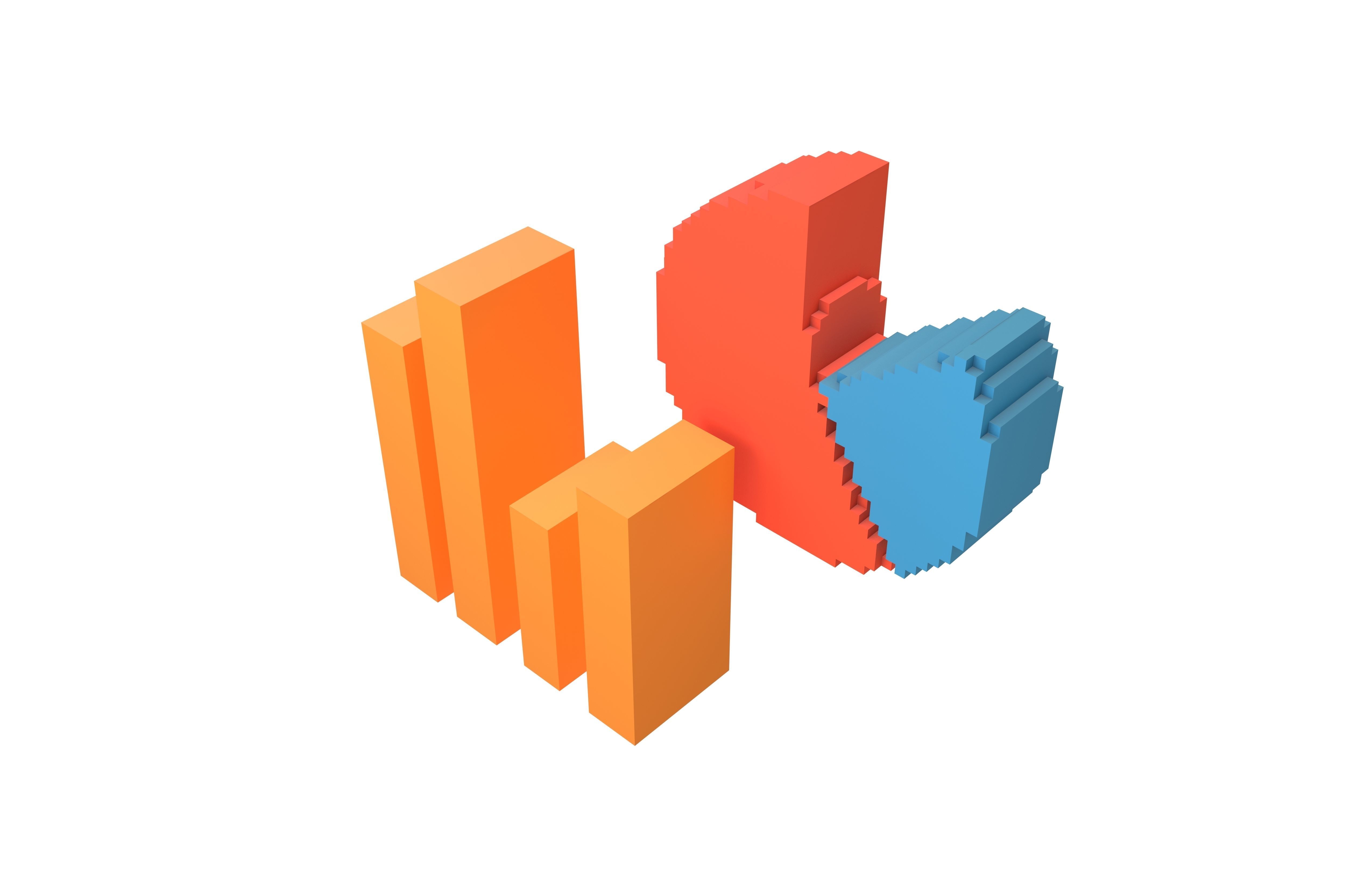 Voxel Ecommerce Symbol v1 001 Low-poly 3D model_1