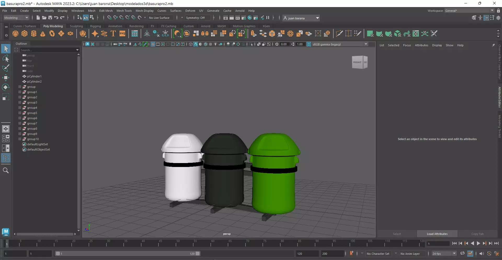 3 botes basura 3D model_0