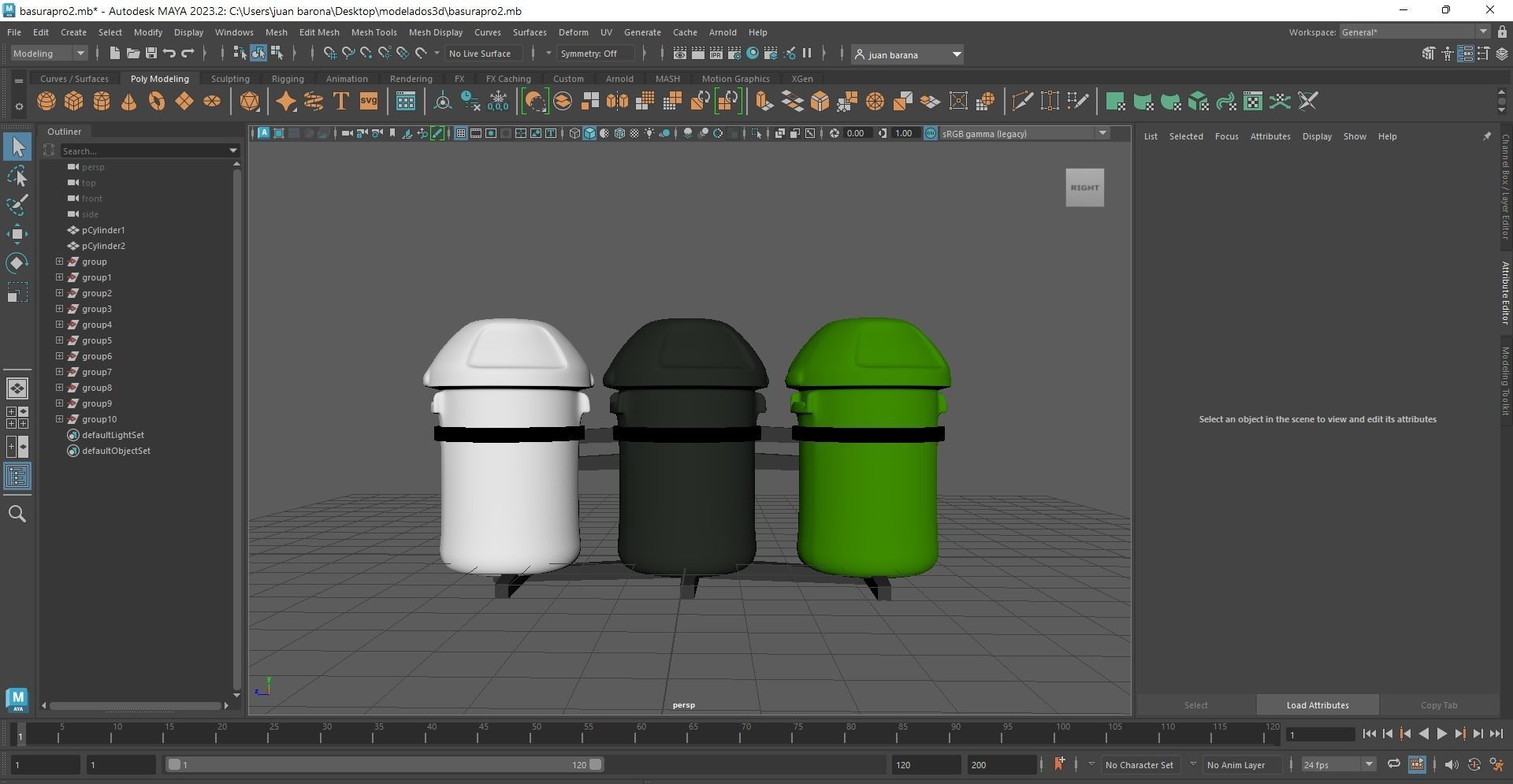 3 botes basura 3D model_1