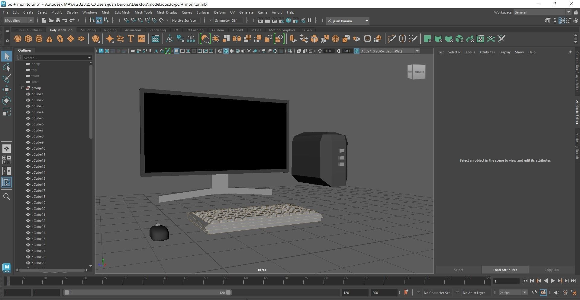 pc monitor teclado raton 3D model_1