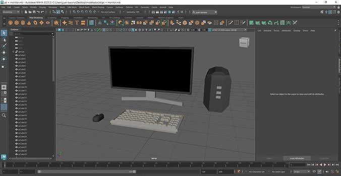 pc monitor teclado raton 3D model