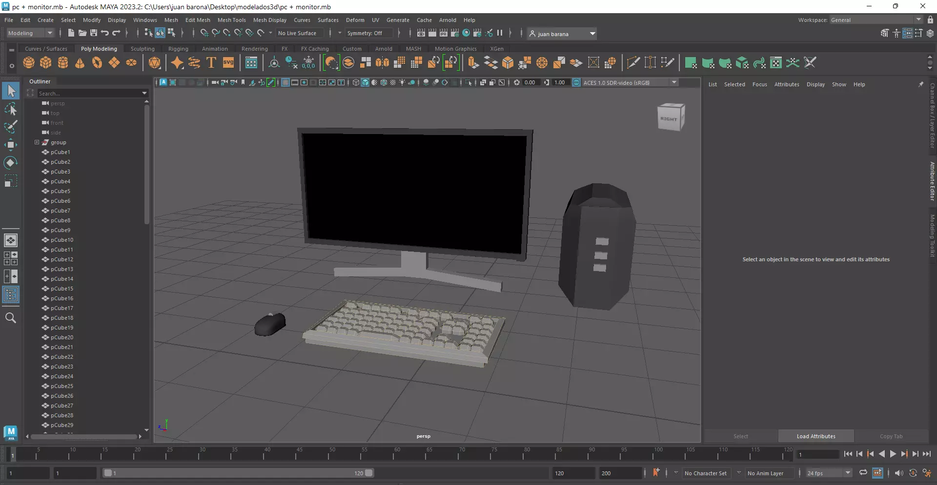 pc monitor teclado raton 3D model_0
